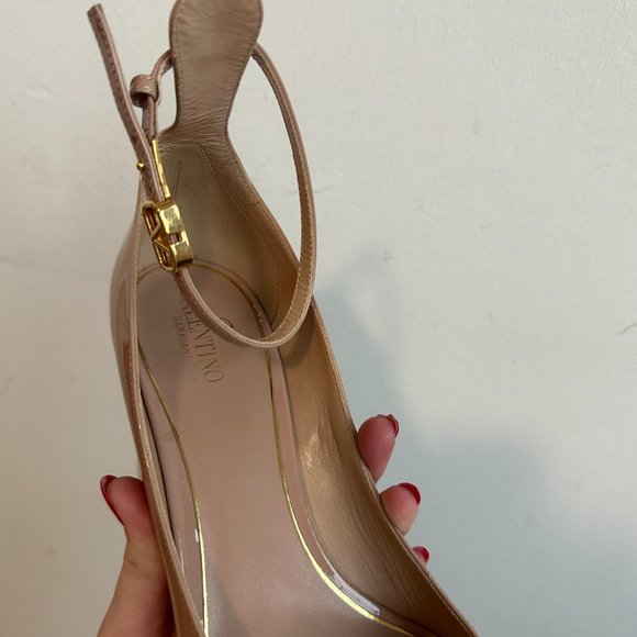 Valentino Garavani Tan-Go Platform Pumps Ankle Strap Block Heels Patent Leather - Picture 5 of 12